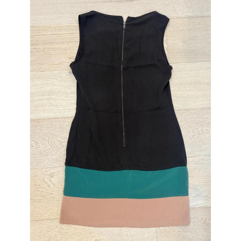 Colorblock Mini Dress Black Green Tan Sleeveless Women’s Size S/M - Picture 2 of 5